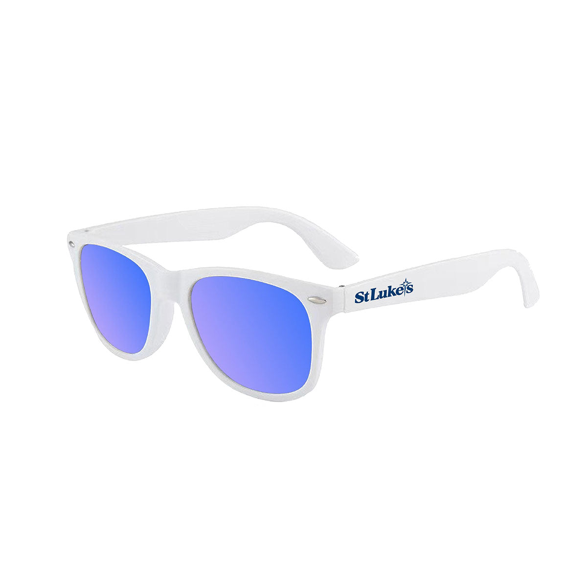 Mirrored Sunglasses - White with Dark Blue St Luke's logo (Qty: 25)