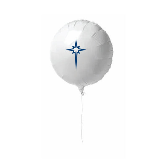 18" Circular White Mylar Balloon with Star logo (Qty: 10)