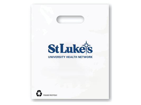 White Plastic Patch Handle Tote Bag (Qty: 50)